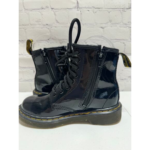 Dr. Martens Airwair AW004 Patent Leather Black Boots side zipper Kids size 12 - Picture 9 of 14